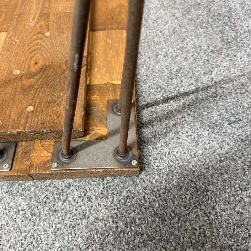 Rustic Wooden Small Side Coffee Table Bench Hairpin Legs Great Patina