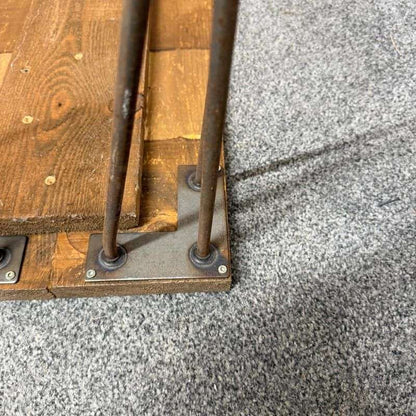 Rustic Wooden Small Side Coffee Table Bench Hairpin Legs Great Patina