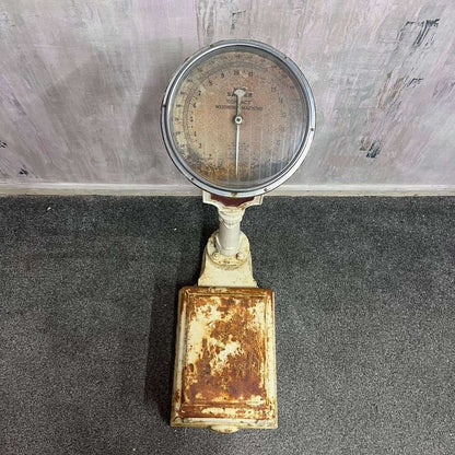 Vintage Salter Model 218 Iron Shop Scales Cream Great Rusted Patina