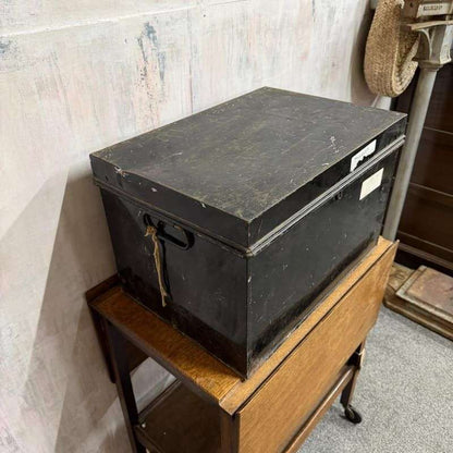 Vintage Solicitors Black Metal Deed Chest Side Handles Side Coffee Table Toys