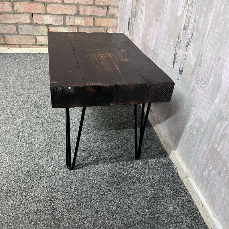Rustic Wooden Small Side Table Seat Coffee Table Black Hairpin Legs