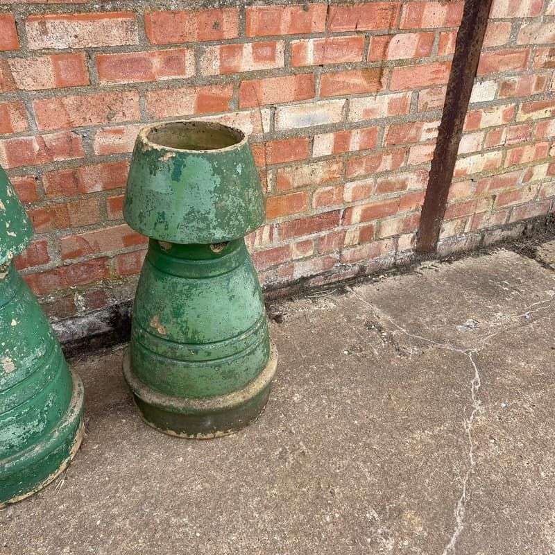 Vintage Early 20thC Stone Chimney Pots Planters Great Patina Aged