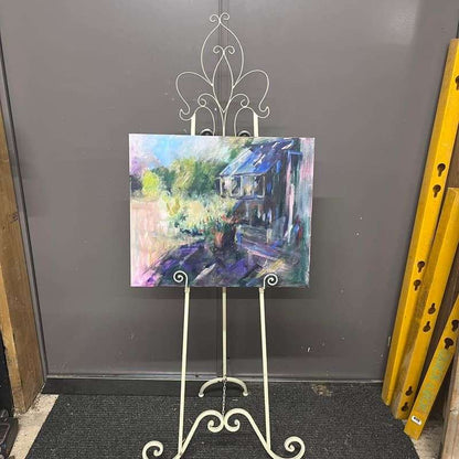 Metal Cream Easel Ornate Pattern Adjustable Height