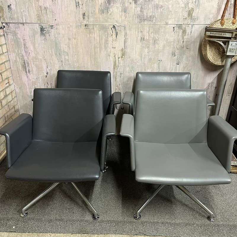 4x Brunner Conference Cafe Meeting Chair Grey And Graphite Chrome Star Base