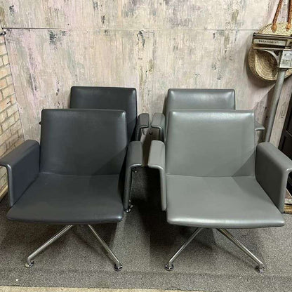4x Brunner Conference Cafe Meeting Chair Grey And Graphite Chrome Star Base