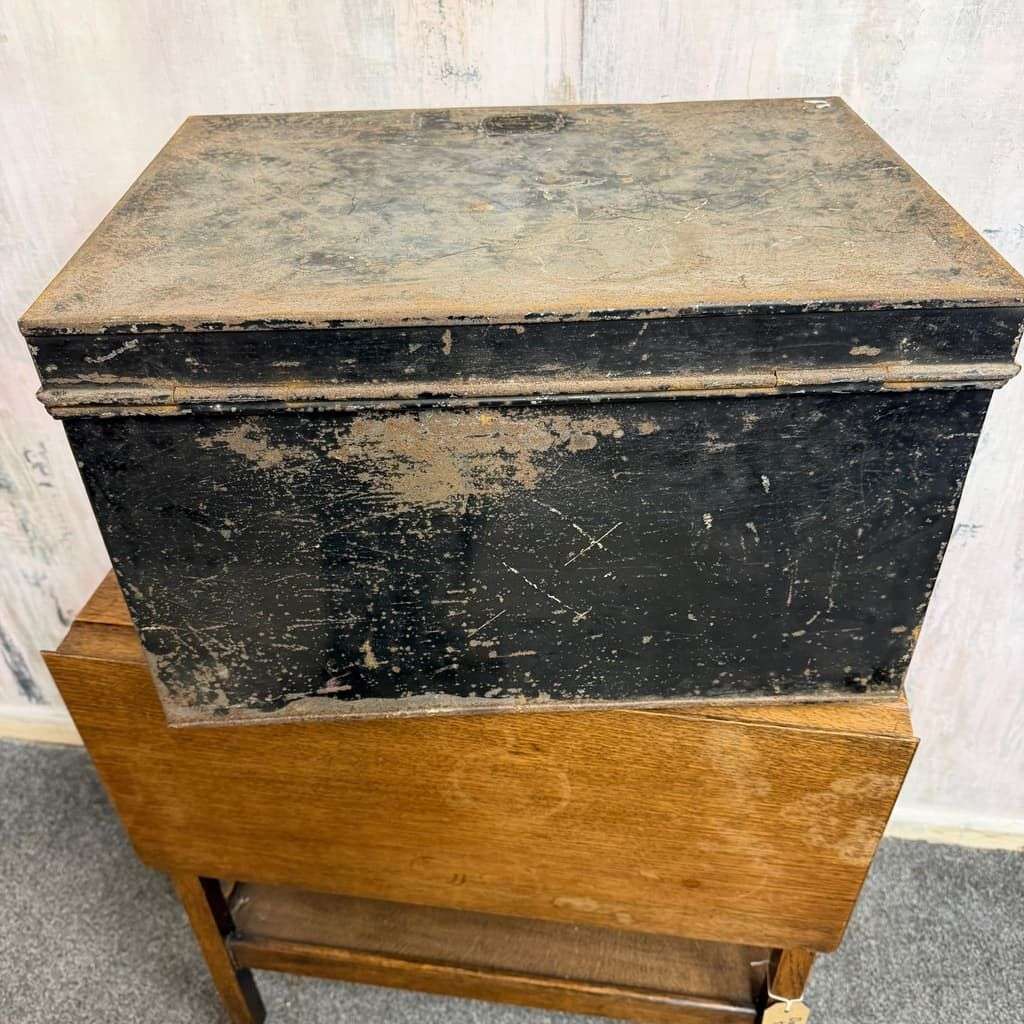 Vintage Solicitors Black Metal Deed Chest Side Handles Side Coffee Table Toys