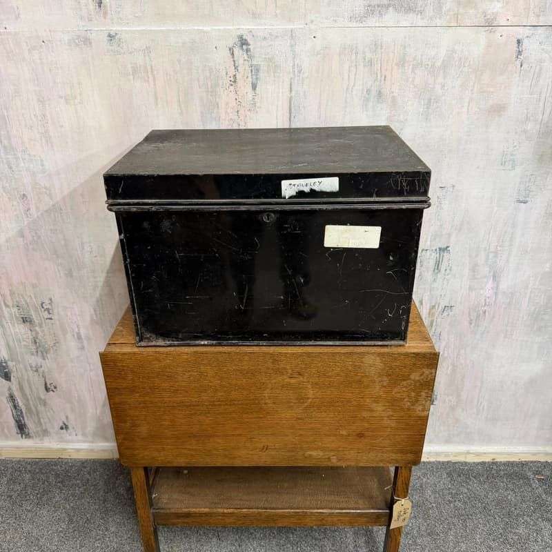 Vintage Solicitors Black Metal Deed Chest Side Handles Side Coffee Table Toys