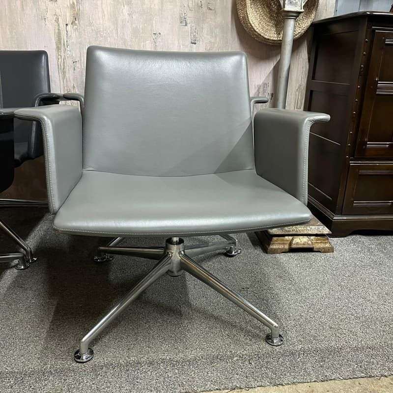 4x Brunner Conference Cafe Meeting Chair Grey And Graphite Chrome Star Base
