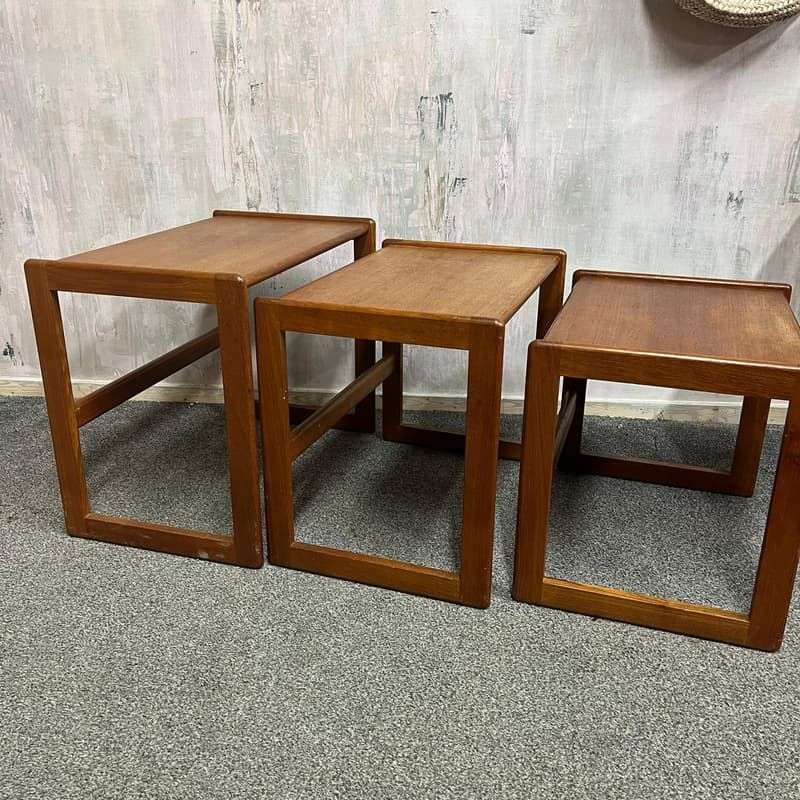 Mid Century Nest 3 Tables G Plan Style Rectangular Legs Danish Design