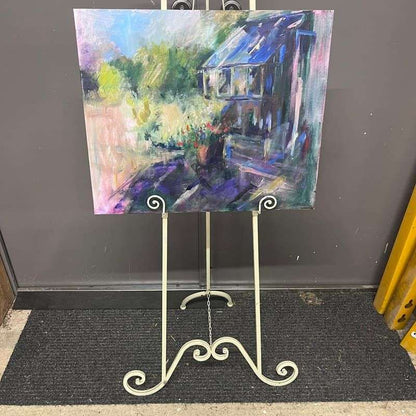 Metal Cream Easel Ornate Pattern Adjustable Height