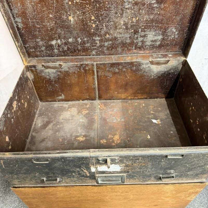 Vintage Solicitors Black Metal Deed Chest Side Handles Side Coffee Table Toys