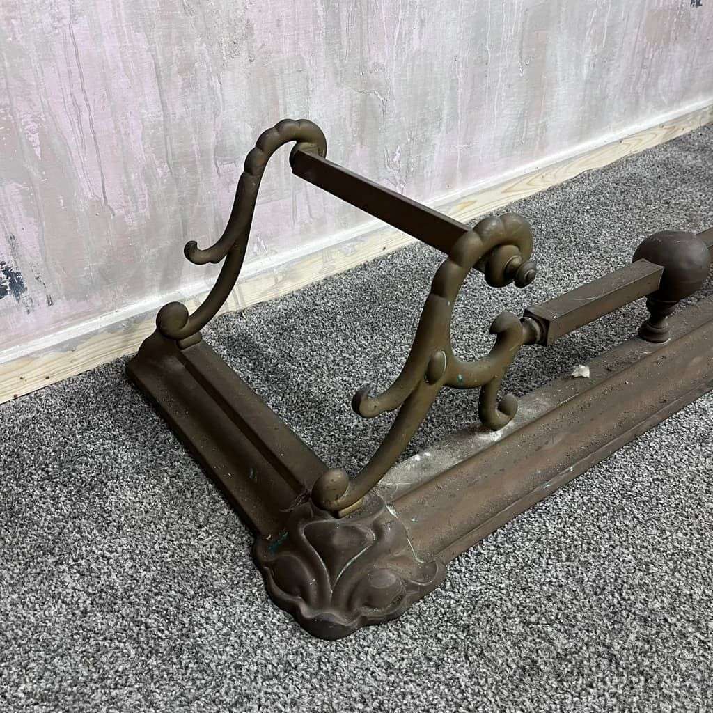 Vintage Ornate Brass/Copper Fire Fender Art Nouveau Style Tarnished