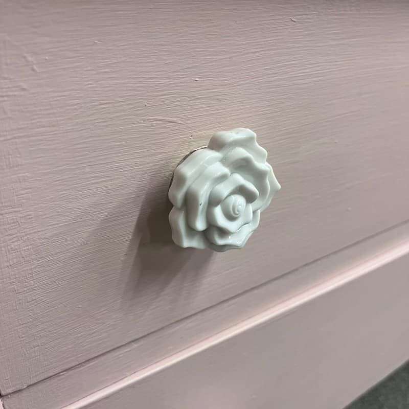 Vintage Painted Pink Retro Small Dressing Table 2 Drawers Top Shelf