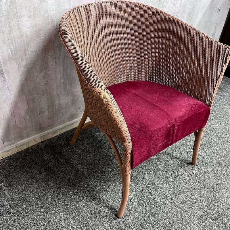 Vintage Lloyd Loom Lusty Chair Upholstered Seat Lounge Conservatory