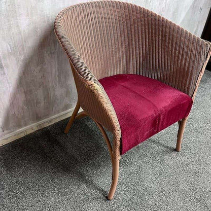 Vintage Lloyd Loom Lusty Chair Upholstered Seat Lounge Conservatory