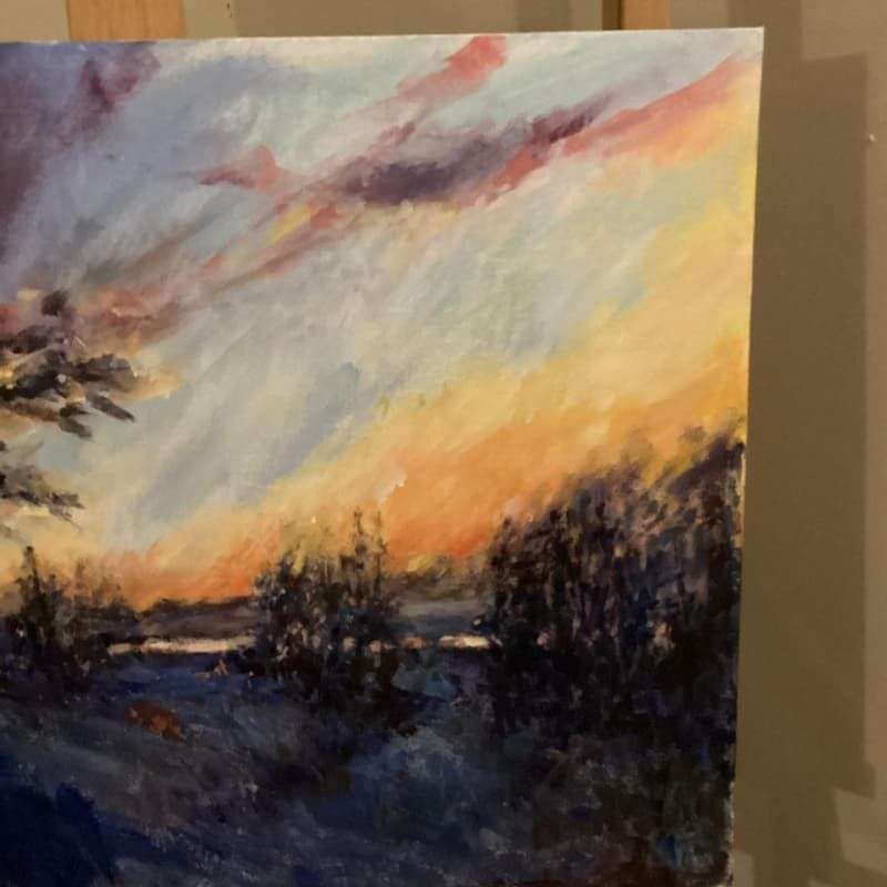 Original Art - Dusk in Oil or Acrylic on Board - Unknown Artist