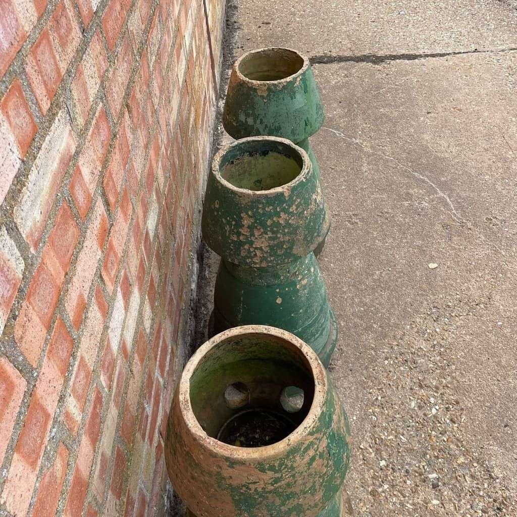 Vintage Early 20thC Stone Chimney Pots Planters Great Patina Aged
