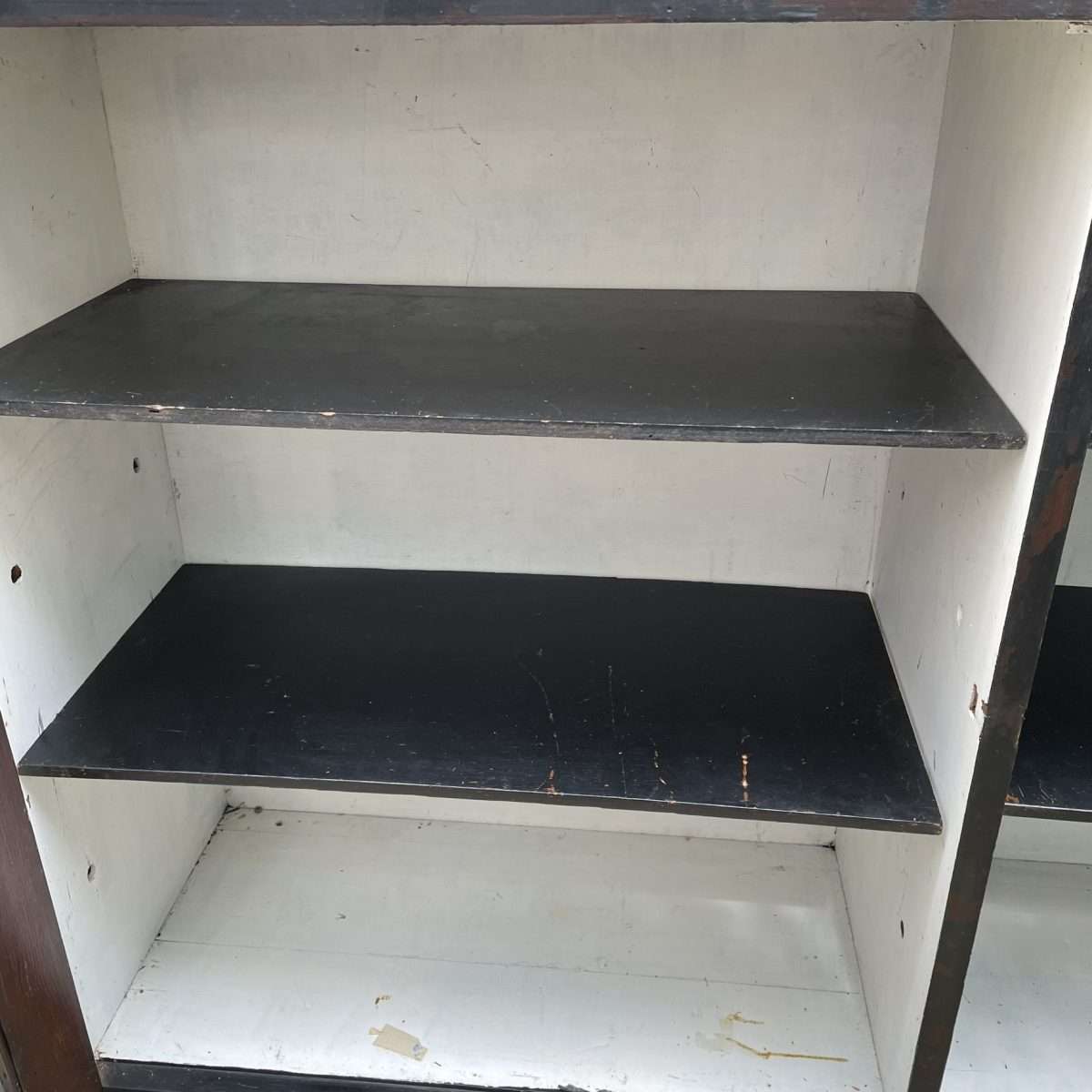 Vintage Rustic Glazed Double Shop Counter Cabinet Shelves Hospitality Retail