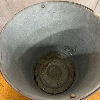 Vintage Large Elsan Bucket With Handle Dark Red Planter Fire Bucket