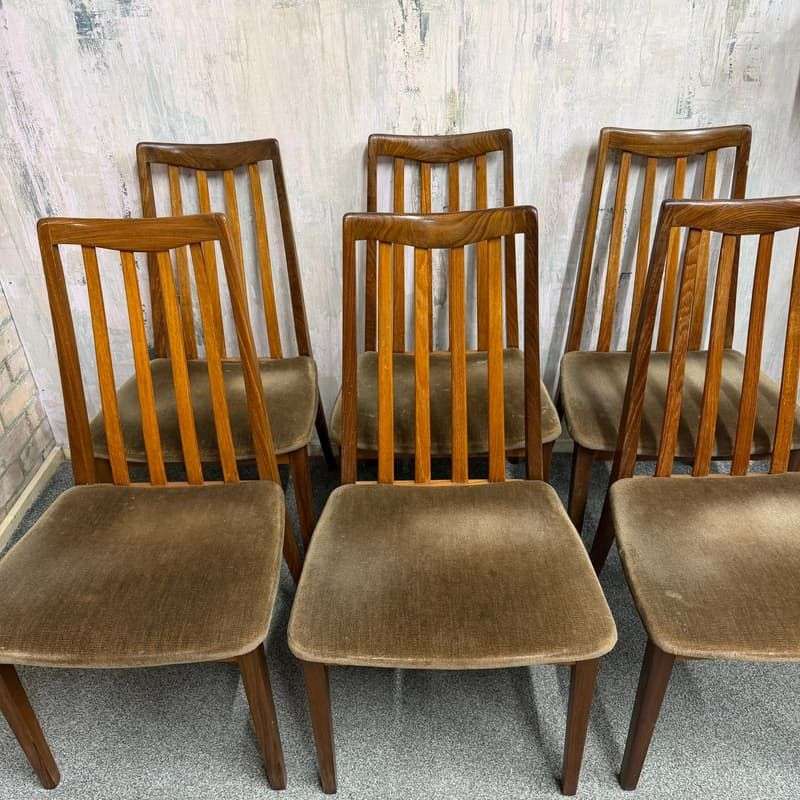 6x G Plan Fresco Teak Mid Century Dining Chairs Original Seat Covers Retro