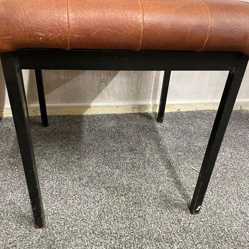 Pair Retro Godfrey Syrett Office Dining Chairs Faux Leather Black Metal Legs