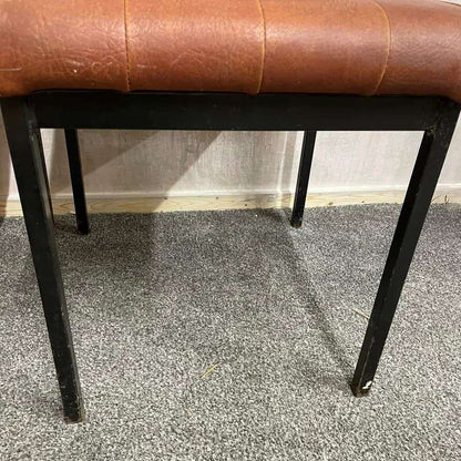 Pair Retro Godfrey Syrett Office Dining Chairs Faux Leather Black Metal Legs