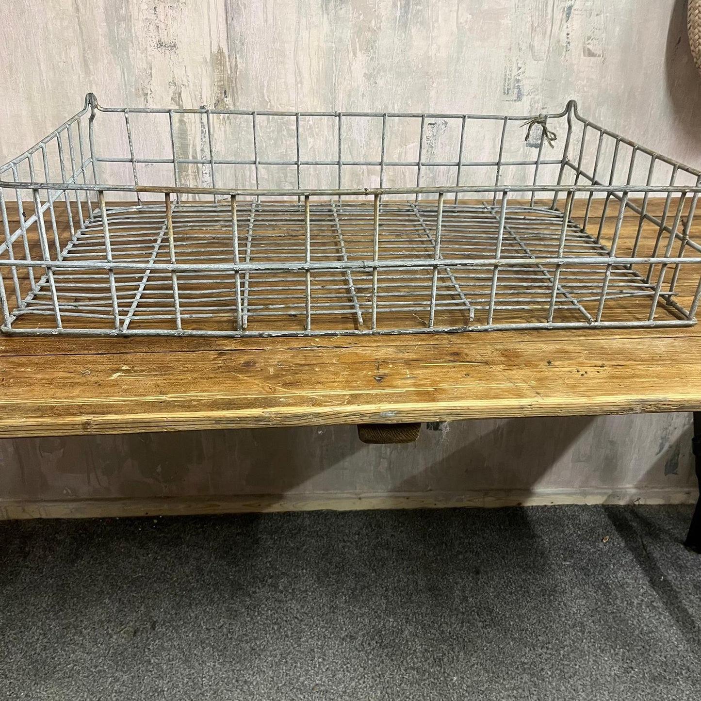 Vintage Galvanised Wire Bread Basket Storage