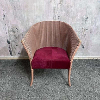 Vintage Lloyd Loom Lusty Chair Upholstered Seat Lounge Conservatory