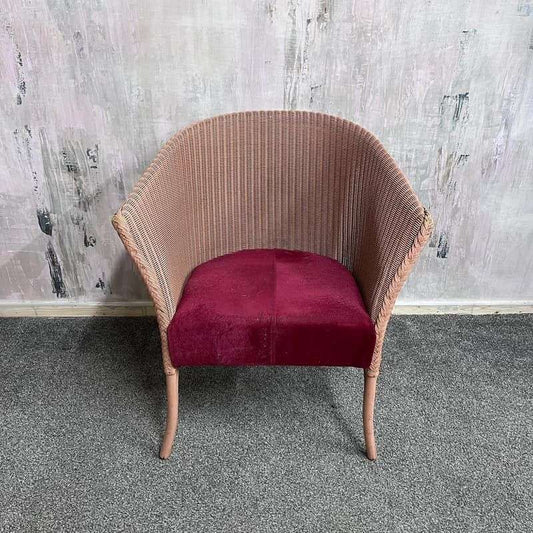 Vintage Lloyd Loom Lusty Chair Upholstered Seat Lounge Conservatory