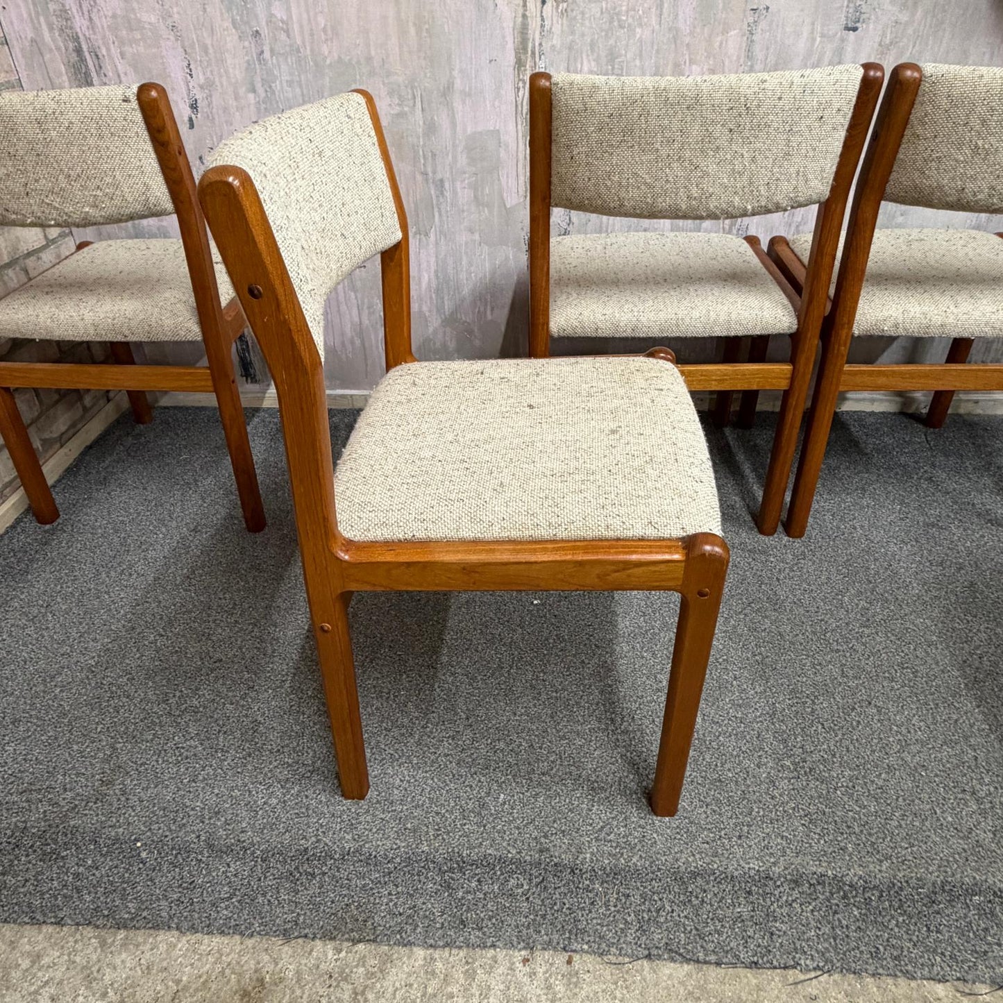 4x JL Moller Model 71 Style Upholstered Dining Chairs Mid Century Teak Frames