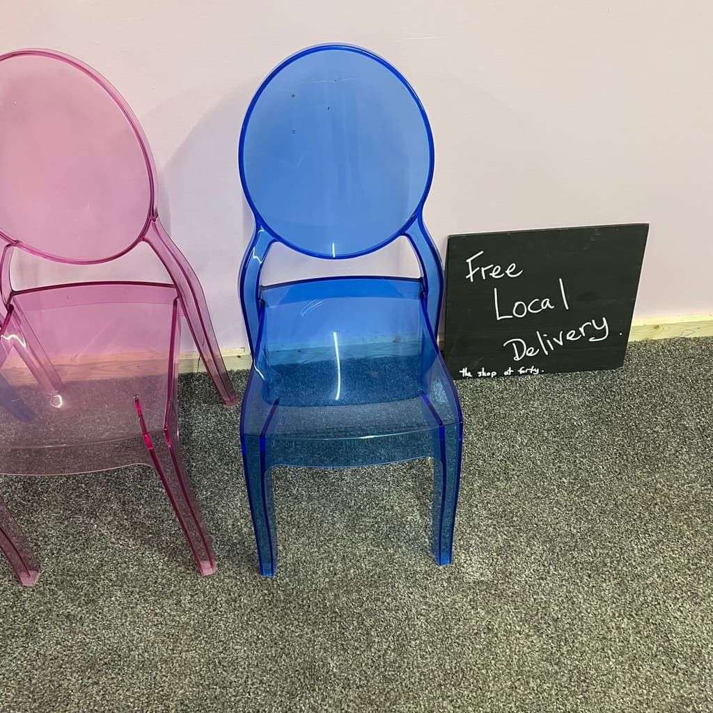 3x Children’s Ghost Style Transparent Stackable Chairs Party Desk Chair