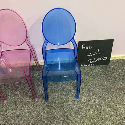 3x Children’s Ghost Style Transparent Stackable Chairs Party Desk Chair