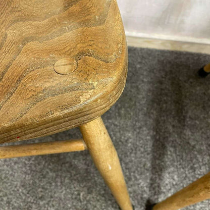 Pair Ercol Mid Century Red Dot Ash &amp; Elm Children’s Chairs Stacking