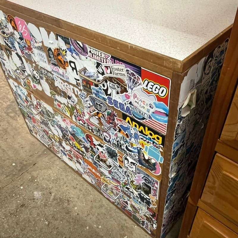 Vintage 1960's Army Issue Chest Of 2 Over 3 Drawers Formica Top Metal Handles