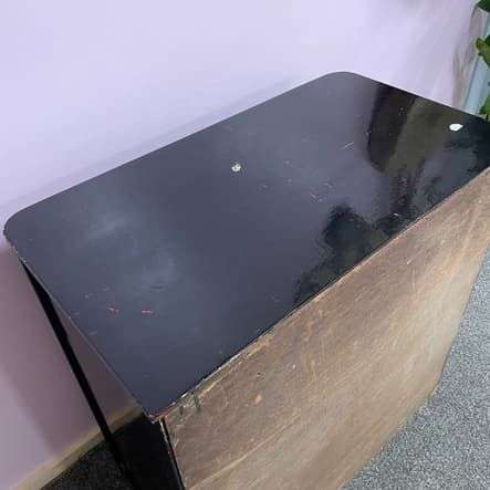 Simple Rustic Black Painted Wooden Cabinet Two Drawers Double Cupboard
