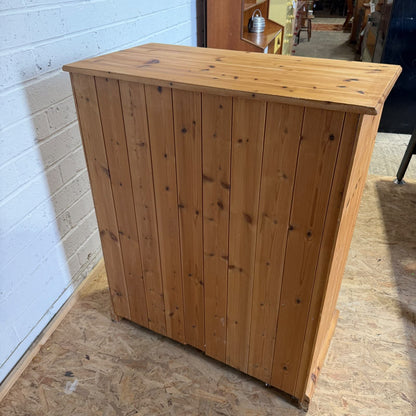Vintage Pine Chest of 2 Over 3 Drawers Rustic Knob Handles Bedroom Storage