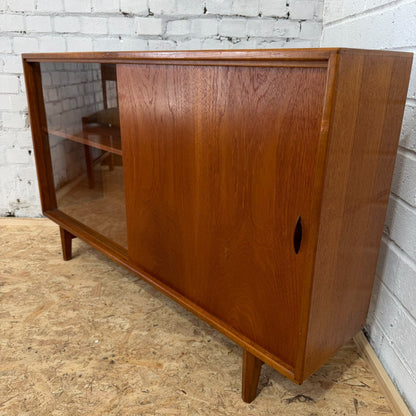Vintage 1960s Herbert E. Gibbs Autographed Teak Glazed Bookcase Mid Century