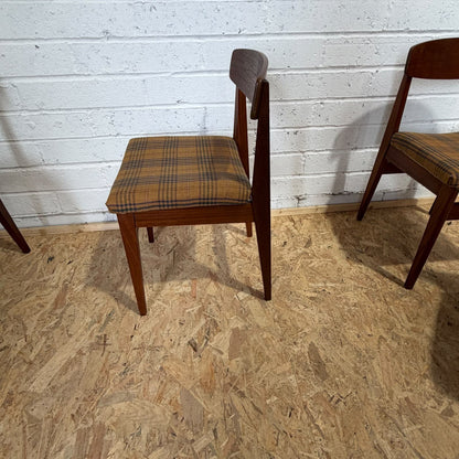 4x Mid Century Teak Danish Style Dining Chairs Upholstered Seats MCM