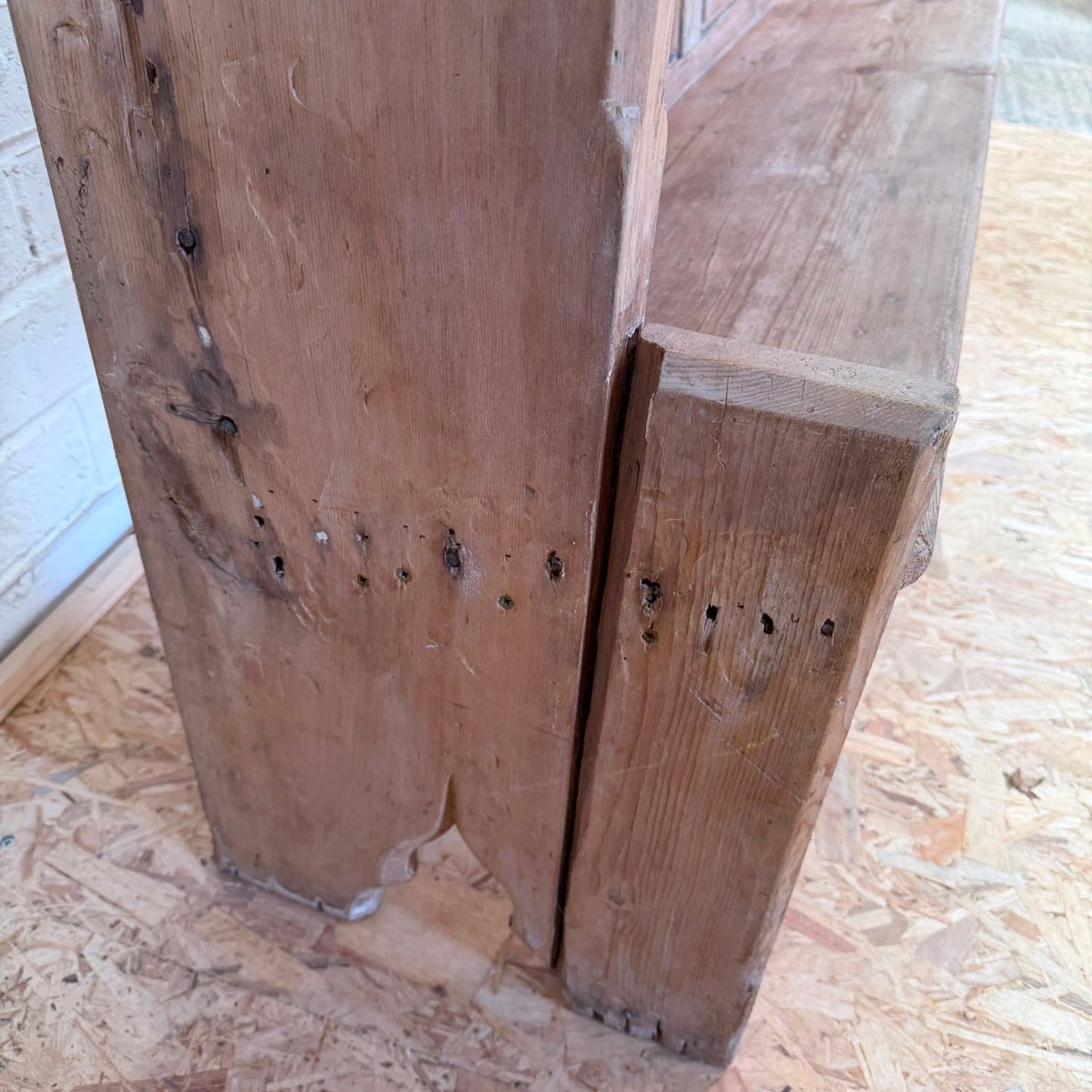 Antique Victorian Pitch Pine Church Chapel Pew 5.5ft Gothic Style
