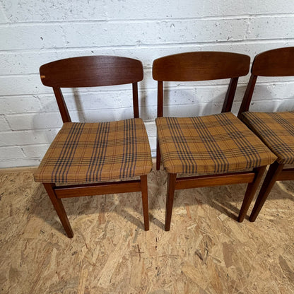 4x Mid Century Teak Danish Style Dining Chairs Upholstered Seats MCM