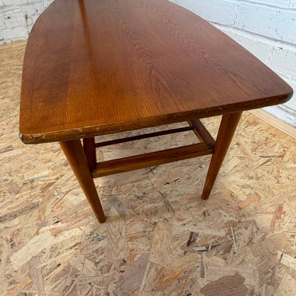 Mid Century Coffee Table Slatted Shelf Under Tapered Legs