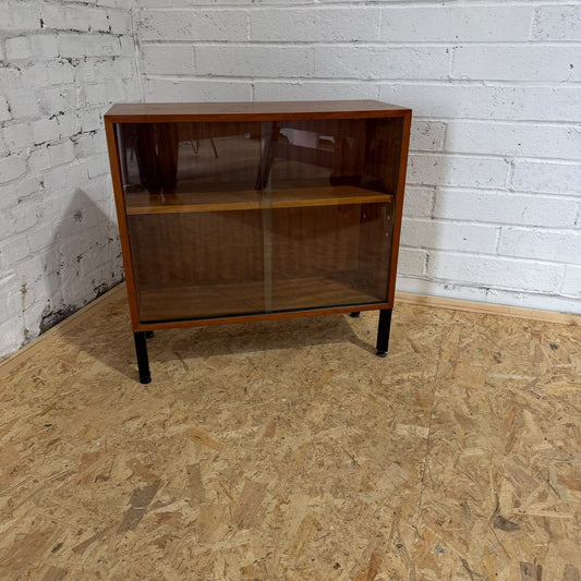 Mid Century Glazed Bookcase Abbess Furniture Single Shelf Metal Legs