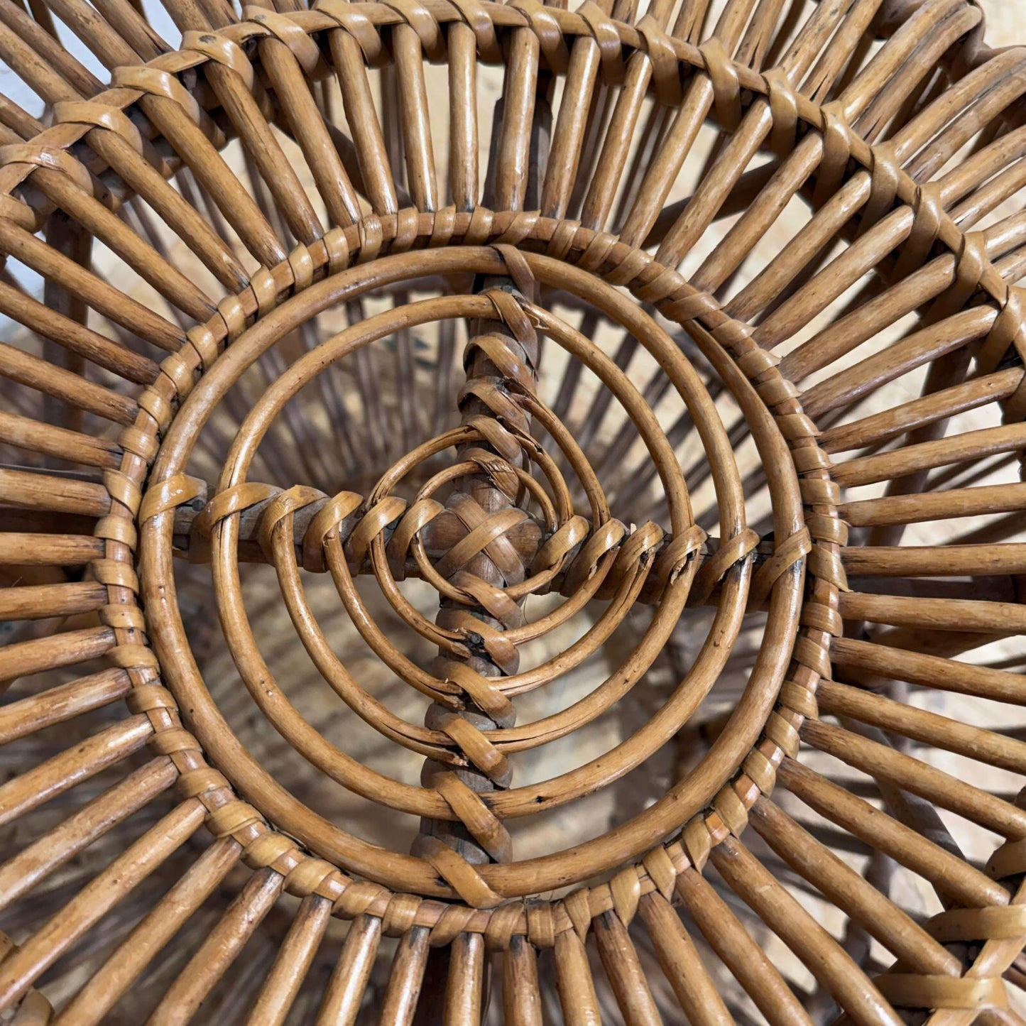Bamboo Puff Ball Lobster Pot Side Table Foot Stool Low Seat