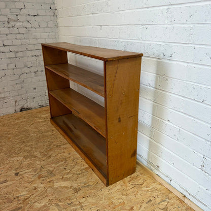 Vintage Low Open Pine Bookcase 3 Fixed Shelves Great Patina