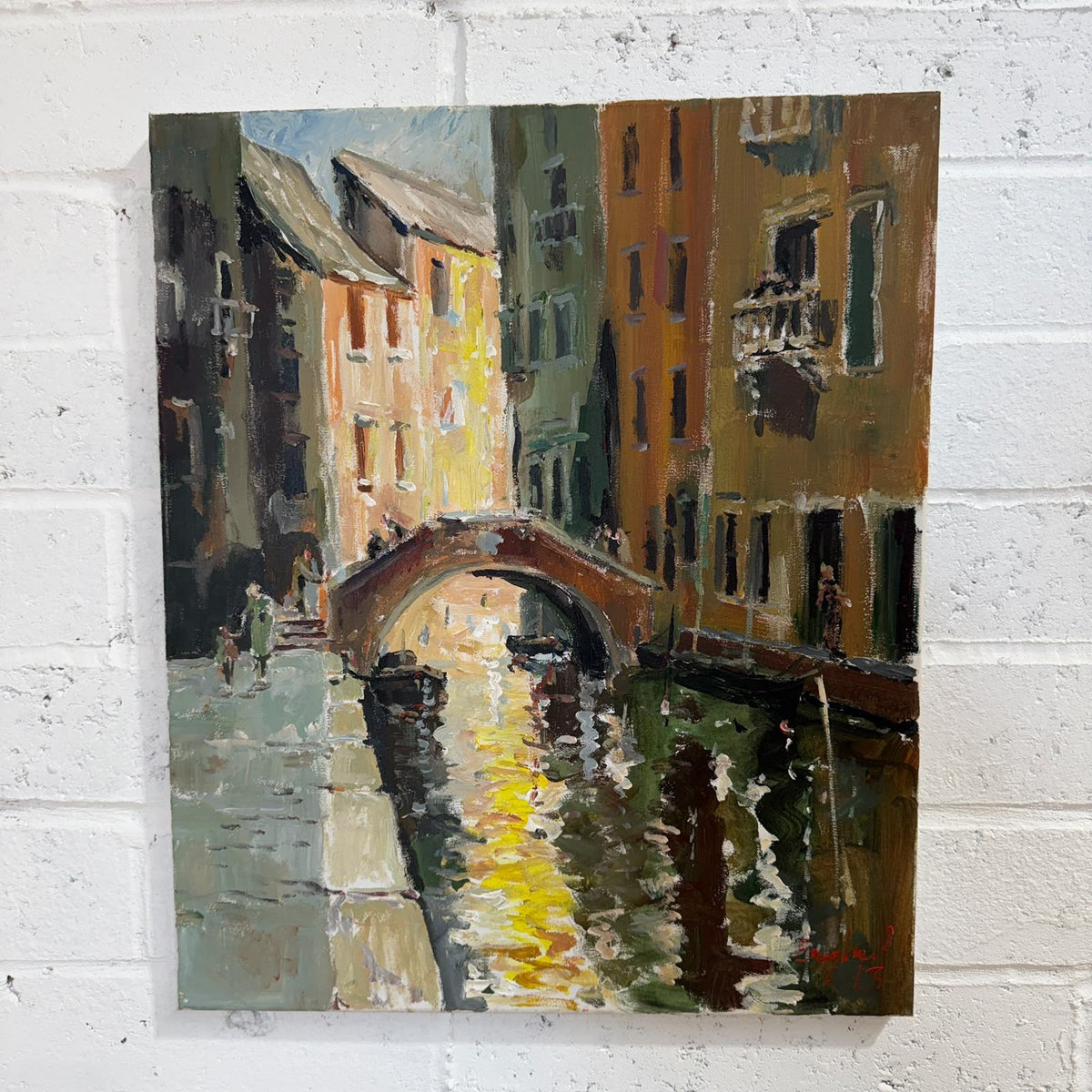 Frederick J. England Original Oil on Canvas Venice Canal Bridge, 2013 – Signed