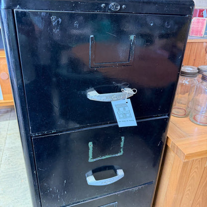 Vintage Mid Century Milners 4 Drawer Steel Filing Cabinet Painted Black