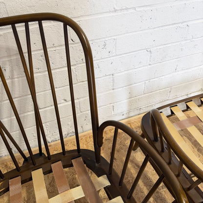 Pair Ercol Model 766 Jubilee Armchairs Dark Wood Frame ONLY Project