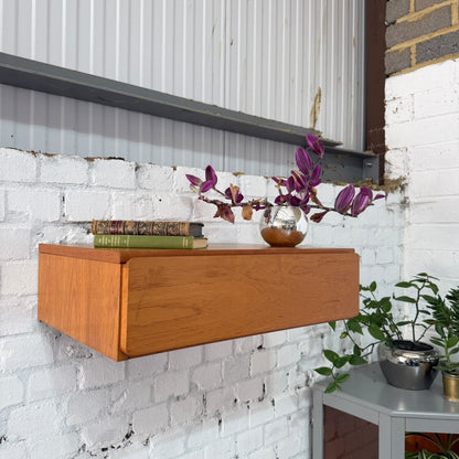Tapley 33 Mid Century Floating Wall Single Drawer Unit Teak With Wall Fixing
