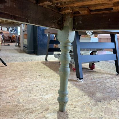 Vintage Rustic Pine Farmhouse Dining Table Distressed Sanded Top 5ft Seats 6