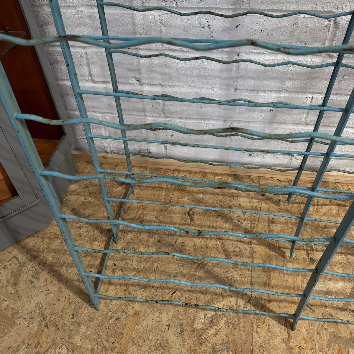 Vintage Industrial Steel Wine Rack, Mid-20thC Approx 120 Bottles Great Patina